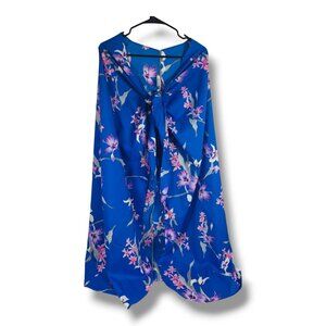 Vintage Andrade Swim Cover Up Dress Tie Front Floral Hawaiian USA Resort Wear